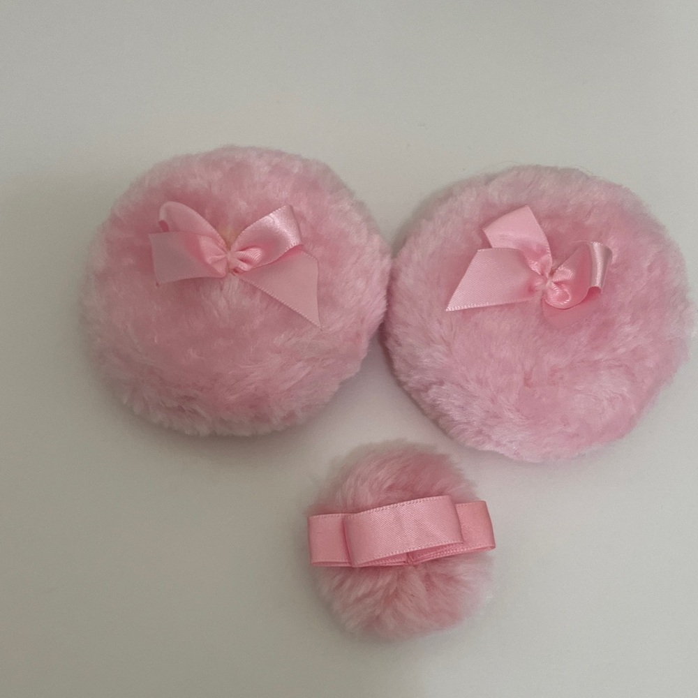Essentials Pink Fuzzy Powder Puffs Set